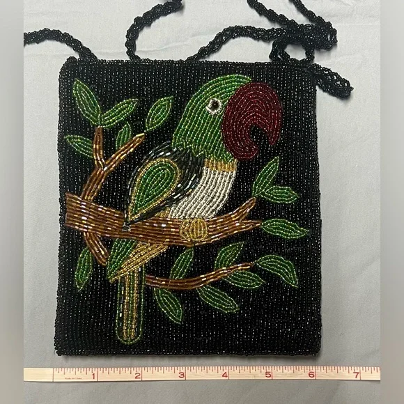 Vintage Beaded Parrot Design Crossbody Bag - Picture 2 of 7